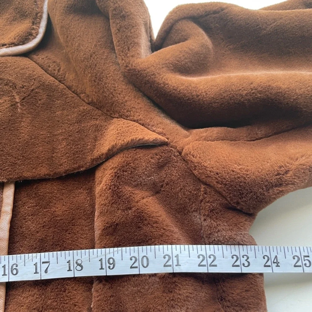 Nasty Gal Motorcycle Jacket 6 Chocolate‎ Brown Teddy Oversized Cropped Faux Fur
